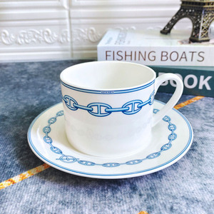 Hot Sale Nordic Luxury White and Blue Restaurant <b>Set</b> Cups and Saucers with Gift Box - Product Image 1