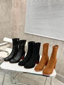 Botines de Invierno para Mujer, Forro de Piel Genuina, Ajuste Delgado, Terciopelo Elástico, Tacón Grueso, Cierre de Cremallera, Material Genuino Antideslizante - Product Image 4