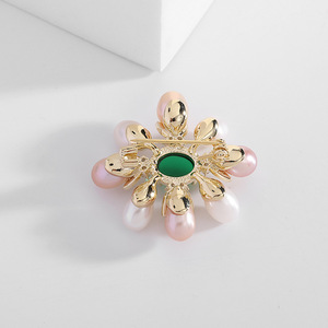 रॉश OEM Broche विंटेज पन्ना ताजे पानी मोती Broches पिन ब्रोच - Product Image 4