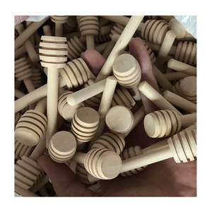 100 Pcs/<span class=keywords><strong>Lot</strong></span> 8cm Long manche bois miel bâton barre pratique miel mélange bâton pot cuillère fournitures pour café lait thé cuisine outil - Product Image 3