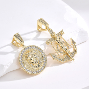Colgante Elfic Hip Hop Chapado en Oro de 14K con Circonitas de <span class=keywords><strong>San</strong></span> <span class=keywords><strong>Benito</strong></span>/Virgen María, Dije Religioso de Zircón, Accesorio de Joyería al Por Mayor - Product Image 1