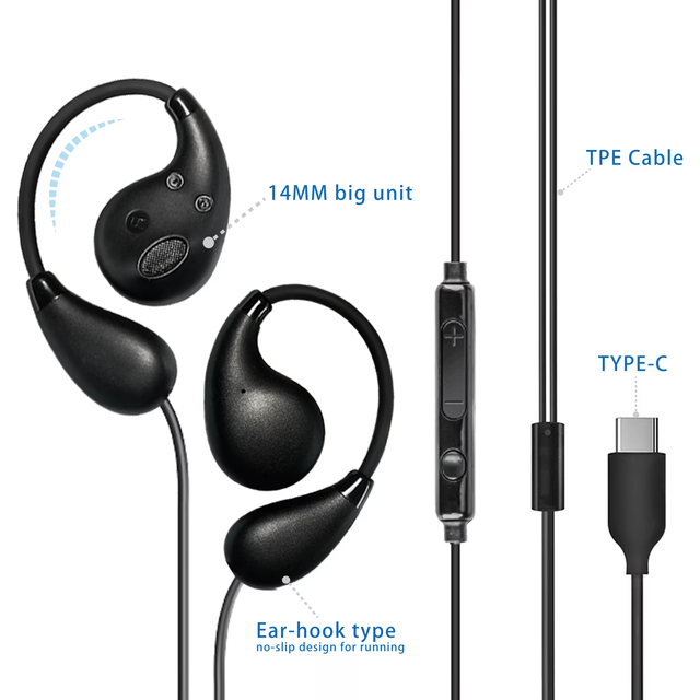 Fashion Design Wired Earphone Headphone Unique Open Ear Earbuds Sport Wired Earphones for Music with HD Mic Ear Hook Earbuds