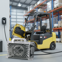 Chargeur de batterie au lithium 36V LNLEE 36V 40A 2300W LiFePO4 pour chariot élévateur, alimentation intelligente résonnante LLC haute efficacité