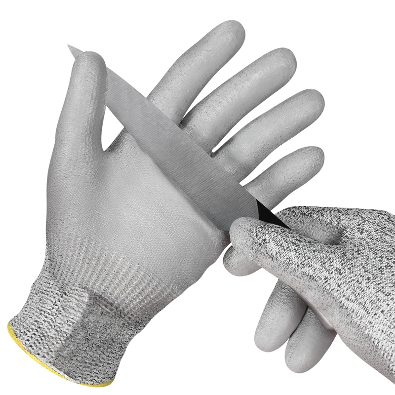 Safety Glove Cut Resistant PU Coated for Mechanic and Labor protection Use OEM Custom logo Wholesale Hand Gloves
