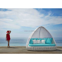 Lits en rotin ronds durables de luxe pour l'extérieur, le patio et la plage