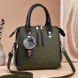 Women Large Capacity Solid Color PU Leather Shoulder Zipper Messenger Bags Vintage <b>Top</b>-handle Bag - Product Image 5