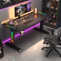 E-Sports Home RGB Atmosphère Lumière Métal Fonction de refroidissement Ensemble de bureau d'ordinateur en bois Chaise de bureau