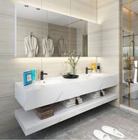 Meuble-lavabo mural moderne et gain de place avec robinet et miroir, vente directe usine