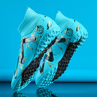 Chaussures de football unisexes à col chaussette en tricot, crampons synthétiques en caoutchouc TF antidérapants, vente en gros, usine OEM
