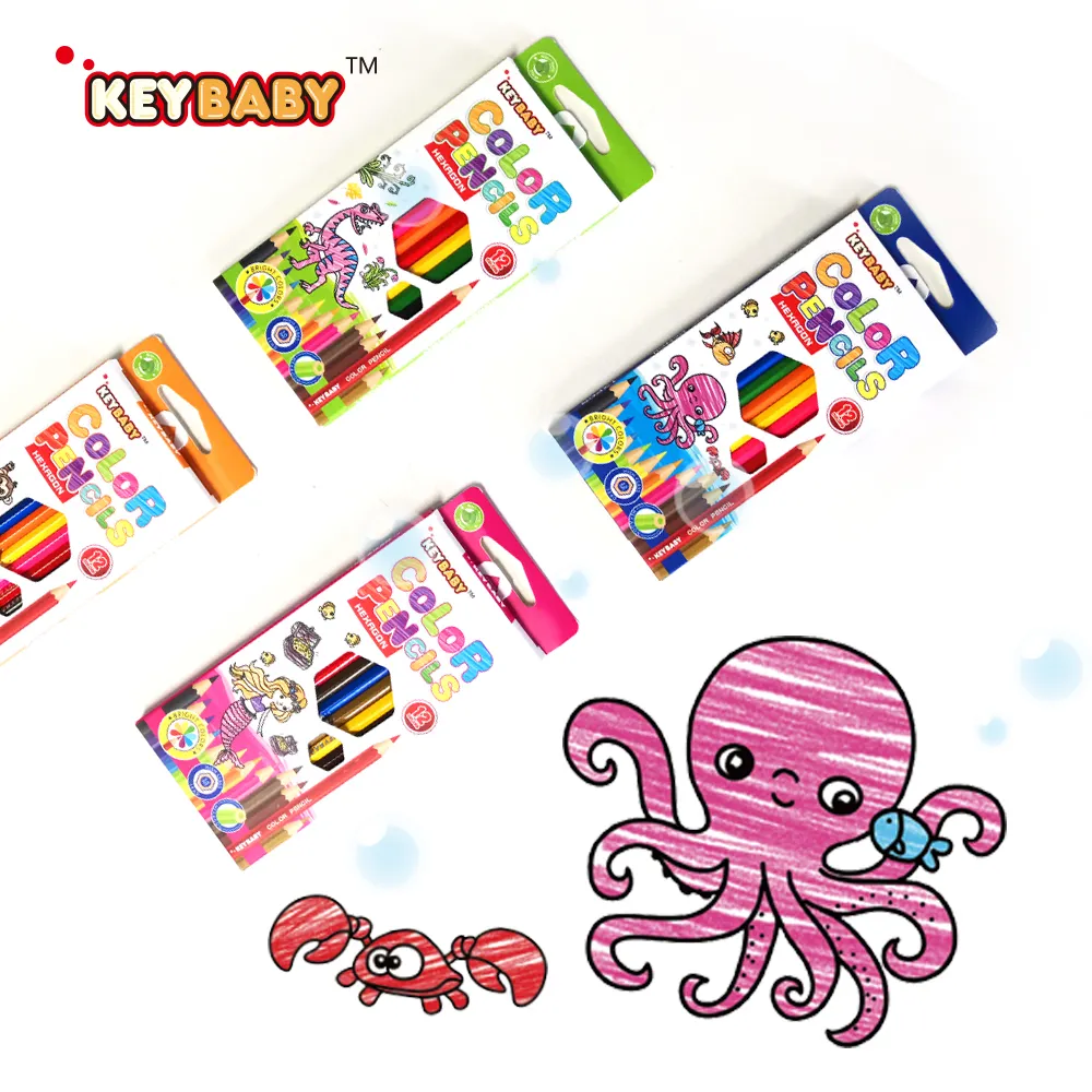 Высококачественные цветные деревянные карандаши Keybaby 12 цветов, набор карандашей для раскрашивания под заказ, мелки для детей, цвета