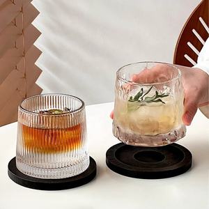 Vaso de <span class=keywords><strong>whisky</strong></span> de lujo con base pesada y rayas en relieve, posavasos de madera personalizado para bar, vasos para agua y <span class=keywords><strong>whisky</strong></span> - Product Image 6