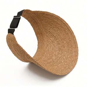 Chapeau de soleil en paille de raphia d'été pour femme, casquette de sport décontractée à visière vide pour la protection solaire - Product Image 4