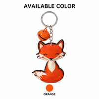 Porte-clés renard en cuir PU mignon, pendentif clochette en peluche animal de dessin animé, porte-clés de voiture, accessoire de sac, cadeau RR08