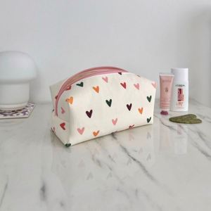 Custom Eco-Friendly Hearts Cotton Makeup Pouch Travel Zipper <b>Storage</b> for Bags Ladies Cute Cosmetic Organizer Bridesmaid - Product Image 6