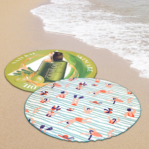 Custom Logo <b>Microfiber</b> Gym <b>Towel</b> Round <b>Beach</b> <b>Towel</b>, 152cm Diameter | Quick Dry Sublimation Yoga Mat for Trendy Vacation Gift - Product Image 1