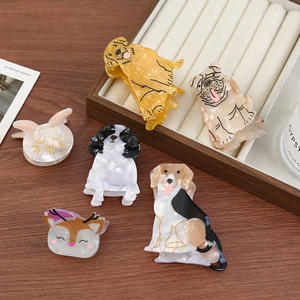 Nouvelle pince à cheveux pour femme, motif chien de dessin animé, en acétate, mignonne, courte, faite à la main, style animalier et doux - Product Image 1