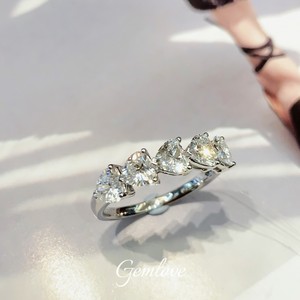 แหวนเพชร PT950แพลทินัมสำหรับผู้หญิงพร้อมเพชร5x0.31CT โตในห้องทดลองแหวนหมั้นแบบปรับได้สำหรับเป็นของขวัญ/สวมใส่ทุกวัน - Product Image 4