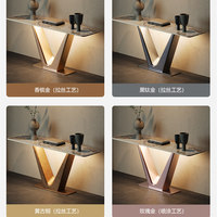 Meja Samping Panjang Modern Minimalis dari Baja Anti Karat dengan Lampu Mewah, Furnitur Ruang Tamu untuk Lorong Masuk