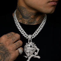 Colgante de Personaje de Dibujos Animados de Plata 925 con Moissanita Color D, Hecho a Medida, de Venta Caliente, Colgante Hip Hop con Pavé Completo para Hombres, Ideal para Fiestas