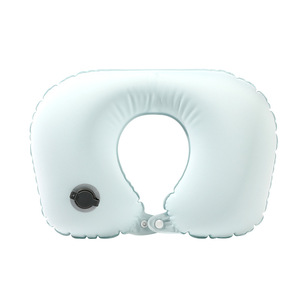 Almohada inflable para el cuello en forma de U, 28x24x10cm, almohada de viaje portátil para coche, avión, uso en oficina, Material de poliéster de Color sólido - Product Image 1