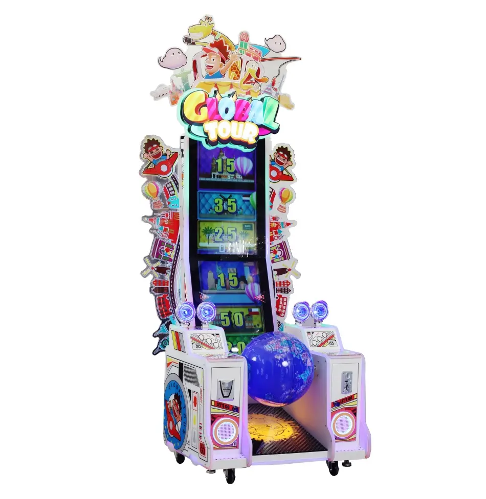 Global Tour Game Mall Coin Operated Arcade Redemption Ticket Machines Kid Magic Roll Ball Game Machine