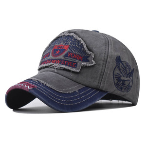 Casquettes de baseball unisexe pour l'extérieur, style printemps-automne, à <span class=keywords><strong>5</strong></span> panneaux, avec lettres brodées pentagramme, effet <span class=keywords><strong>d</strong></span>élavé et usé - Product Image 1