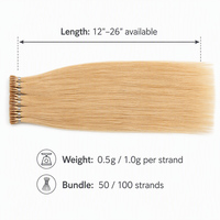 Extensions de cheveux I-Tip en kératine pré-collée, cheveux vierges européens Remy, vente en gros pour salons
