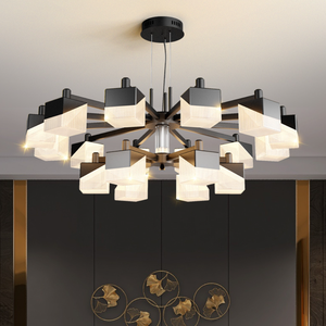 Lampe suspendue nordique simple, nouveau design, LED, luxe, <span class=keywords><strong>cuisine</strong></span>, chambre, abat-jour carré en acrylique, luminaire suspendu - Product Image 2