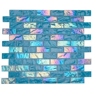 Yanardöner dekoratif cilalı yüzme havuzu için 4mm-thick blues cam mozaik