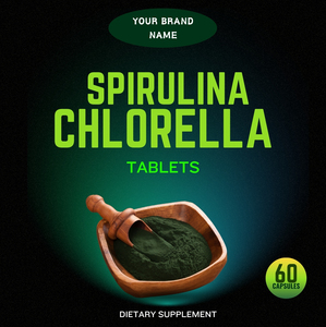 Comprimés de chlorella de spiruline verte naturelle fabriqués à partir de plantes d'eau douce soigneusement séchées et compressées sous forme de comprimés - Product Image 2