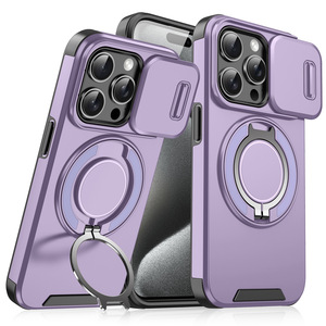 Custodia <span class=keywords><strong>Antishock</strong></span> per telefono con supporto rotante per Ipone 15 Pro Max 16 14 17 fotocamera magnetica Cover scorrevole antiurto per telefono accessori - Product Image 5