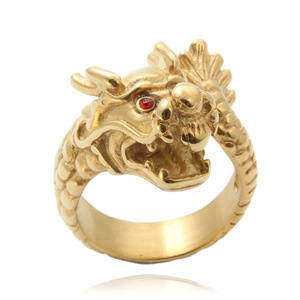 Dragon <b>Ring</b> Gold Men's Punk Style Animal Shape Retro <b>Skull</b> Jewelry Gift - Product Image 1