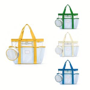 <b>Clear</b> Beach Tote Set with Round Pouch Large Waterproof See-Through Multi-Pocket Pool <b>Bag</b> for Women Wipe-Clean Custom Logo Summer - Product Image 2