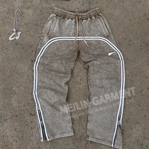 Pantalones Deportivos Acampanados Vintage con Lavado Ácido para Hombre, Estilo Urbano Casual con Rayas, Fabricantes Personalizados - Product Image 1