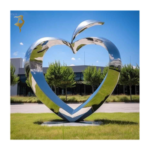 Scultura in metallo di Design moderno di arte urbana 304 acciaio inossidabile che combina la statua di mela e cuore - Product Image 1