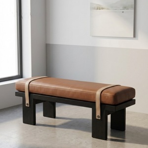 Modern Upholstered Wooden Stool <b>Bench</b> <b>Seat</b> Ottoman for Bedroom Living Room Hotel Entry - Product Image 1