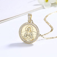 Nom personnalisé Haute Couture blanc pièce de monnaie catholicisme tête de jésus Fine Moissanite collier pendentif