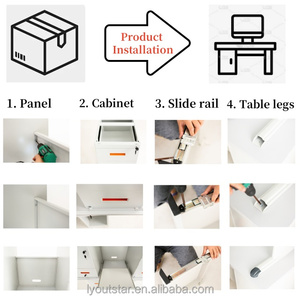 Table d'ordinateur de bureau moderne en acier avec armoire de rangement à trois tiroirs pour l'école ou la maison, en métal durable - Product Image 5