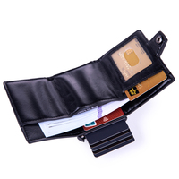 Dompet Kartu Multifungsi Tipis Kapasitas Besar Bahan Kulit PU Anti RFID Akses Mudah Model Pop Up dengan Kantong Koin
