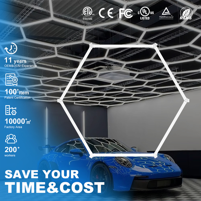 Factory Sell Hexagonal Grid Led Light Honeycomb Garage Lamp Led Hexagon Morden Ceiling Lights for Auto Detailing Shop Garage
