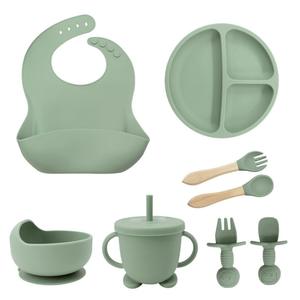Juego completo de vajilla de silicona ODM OEM para bebés y niños pequeños, suministros infantiles transfronterizos, plato suave para la cena, cuchara suplementaria y mordedor molar. - Product Image 2