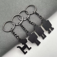 Retro Pixel Roboterhund Emaille-Schlüsselanhänger Gunmetal-Plattiert Schwarz Beige für Tech-Fans Nostalgische Sammler Party-Gastgeschenke Alltags-Accessoire
