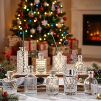 Botol Reed Diffuser Kaca Bening Embos Putih Tinggi 120ml Grosir, Logo Custom, Tutup Logam, Aroma untuk Rumah dan Hotel