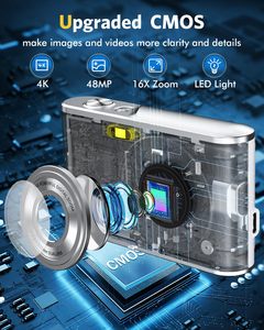 Fotocamera Mirrorless 4K con Autofocus per Principianti, 48MP, Zoom 16X, Doppia Lente FHD Portatile con Supporto Scheda di Memoria SD per <span class=keywords><strong>Adulti</strong></span> e Adolescenti - Product Image 3