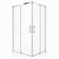 Cabine de douche carrée avec porte coulissante en verre trempé transparent, cadre en aluminium, douche d'angle avec base en ABS, vente en gros sur mesure