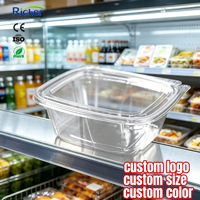 Boîte à emporter en plastique PE transparent pour pâtes fraîches, conteneur jetable à clapet pour restaurants italiens et livraison de nouilles artisanales