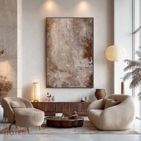 Toile d'art abstraite marron personnalisée, texture neutre, style Wabi-Sabi, pour hôtels, peinture à l'huile, vente en gros
