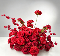 Boule de fleurs artificielles réalistes en soie, roses rouges, centre de table pour mariage, décoration de fête, décoration de la maison