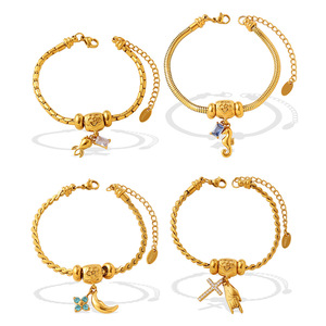 Pulseras de Moda con Dijes de Aleación de Zinc, Diseño de Estrella, Sol, Animales del Zodíaco, Joyería para Mujer - Product Image 5