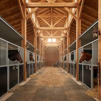 Modèle d'enceinte d'équitation intérieure moderne, écuries, atelier, entrepôt préfabriqué en acier, grange, abri pour ferme, écurie de chevaux personnalisée